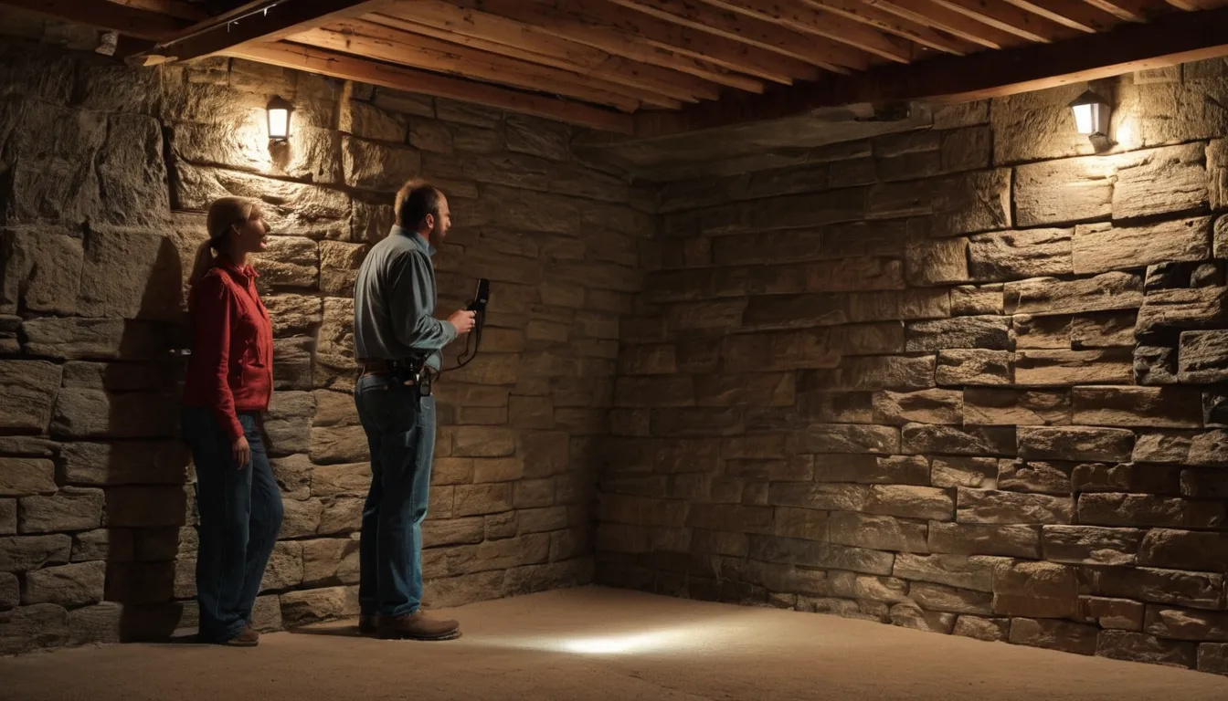 A provider checking a basement foundation for gaps in the Murrysville area